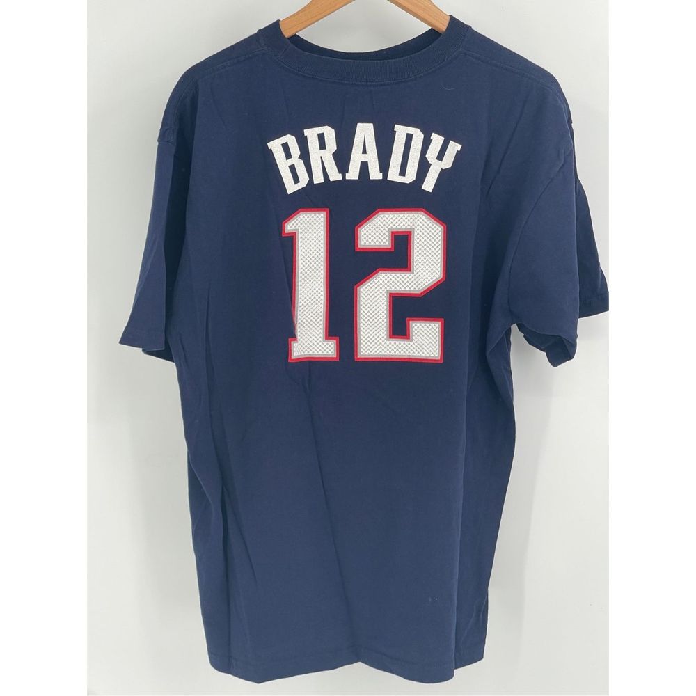 Reebok New England Patriots Brady T Shirt Men's Size‎ Large Blue Short Sleeve